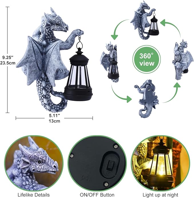 Dragon Tree Hugger Garden Decor - 9.3 Inch Garden Statues Lawn Ornaments for Outside Balcony Yard Art | Lumora