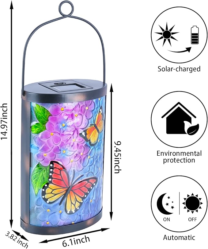MUMTOP Hanging Solar Lantern Outdoor Waterproof LED Solar Lights Butterfly Decorative Solar Lanterns Tabletop Lamp | Lumora