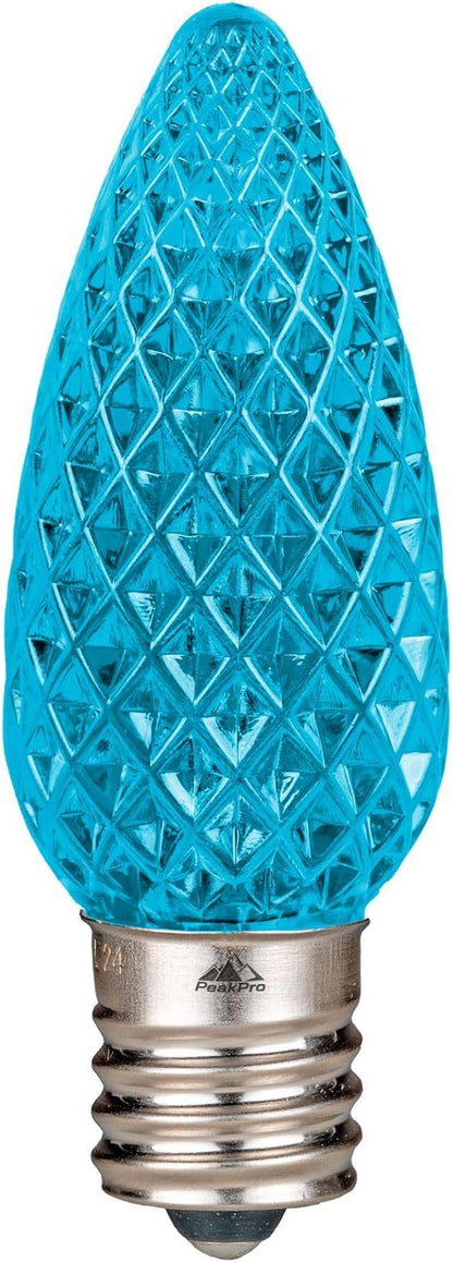 Novelty Lights 25PK C9 LED Faceted Ultra Bright Dimmable Outdoor Christmas Light Replacement Bulbs for String Lights (Teal)