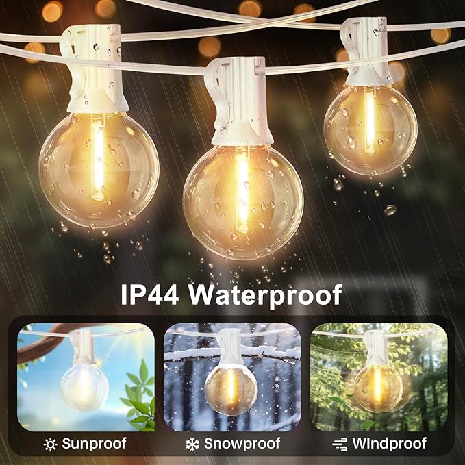 LAMPHOME 26 Feet LED Outdoor String Lights with 12+1 Shatterproof G40 Edison Bulbs, Connectable and Weatherproof | Lumora