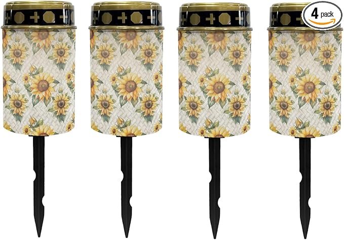 Sunflower Outdoor Solar Garden Stake Lights Pathway Lights Landscape Lighting for Yard Patio Warm Solar Lantern Solar Walkway Lights Wall Light Auto On & Off