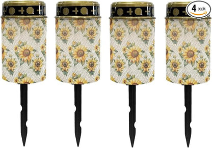 Sunflower Outdoor Solar Garden Stake Lights Pathway Lights Landscape Lighting for Yard Patio Warm Solar Lantern Solar Walkway Lights Wall Light Auto On & Off