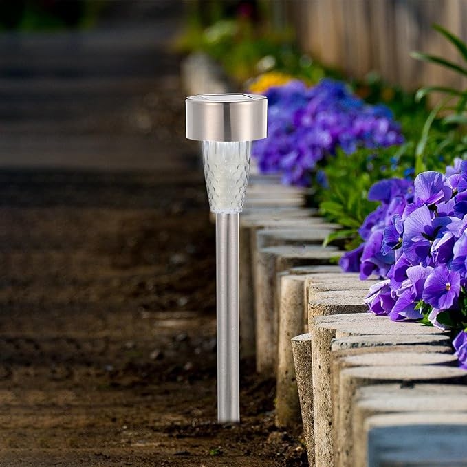 BESPORTBLE Solar Stake Lamp for Garden and Lawn, Outdoor Warm White Solar Pathway Light with Ground Spike, Weatherproof Landscape Lighting for Yard and Courtyard