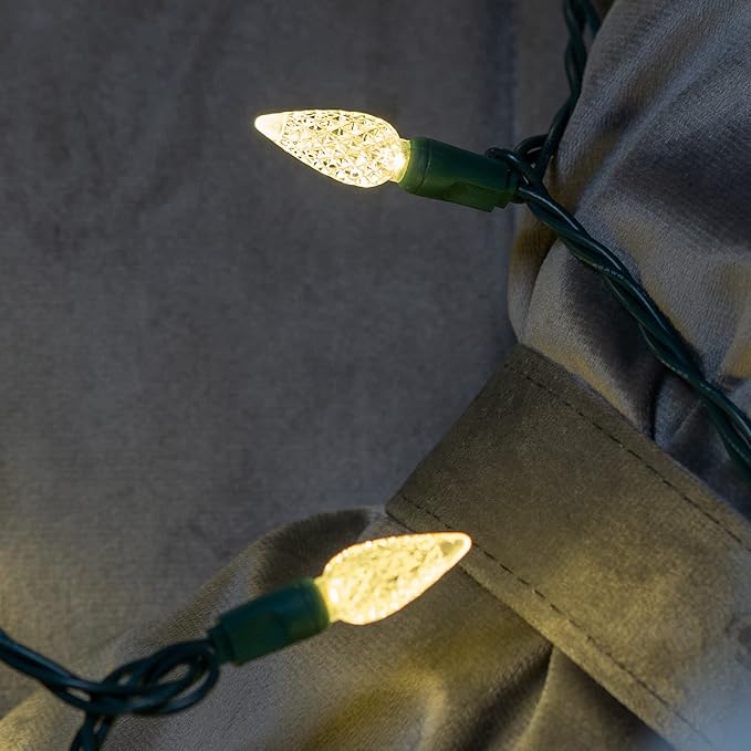 YULETIME Warm White C6 Strawberry LED Christmas Lights, 33 ft 100 Count 4" Spacing One-Piece High Waterproof UL | Lumora