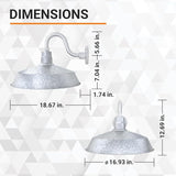 17in. Galvanized Finish Outdoor Gooseneck Barn Light Fixture with 10in. Long Extension Arm - Wall Sconce Farmhouse | Lumora