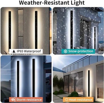 Mikeru 70.8inch Long LED Wall Light, 10%-100% Dimmable Black Exterior Sconces, 3000k-6000k Acrylic Invisible Outdoor Wall Light Fixture for Porch Modern Outdoor Wall Mount Lighting for House