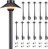 Gardenreet Low Voltage Landscape Path Light, Solid Brass Pathway Light IP65 Waterproof, Hat Shaped 12V Wired, Black | Lumora