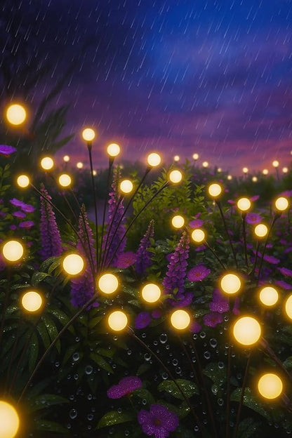 Firefly Solar Lights Outdoor, 4 Pack Swaying Garden Stake Lights, 32 LED Warm White, 600mAh Battery, IP65 Weather Resistant, Auto On/Off, Yard Decor Stakes for Patio Lawn Pathway