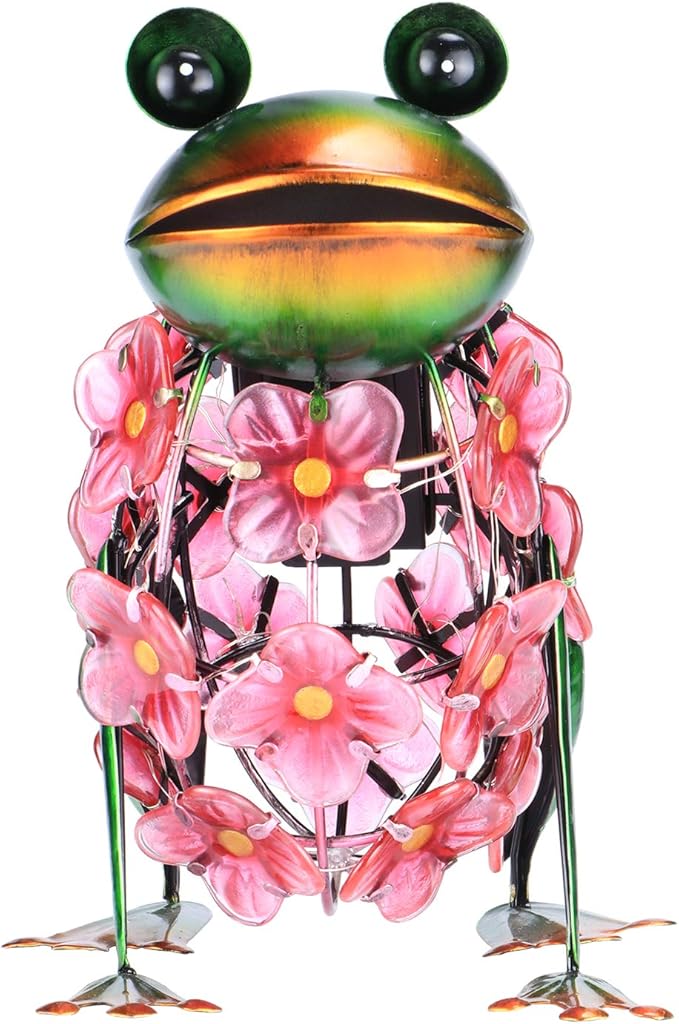 VCUTEKA Frog Solar Lights Outdoor, Solar Lantern Waterproof LED Hydrangea Flower Lights Frog Tabletop Decorations | Lumora