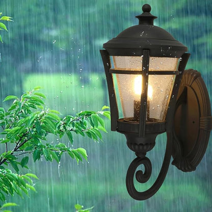 Modern Black Outdoor Wall Sconces,Retro Industrial Lights,Die- Alumiexpression Artistique M Villa Fence Door Pillar Lamp,with S Lampshade Garden Light Front Porch E26/27 Base