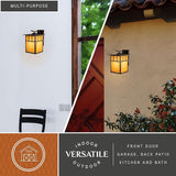 VAXCEL Mission 12.5 in. H 1-Light Burnished Bronze Mission Outdoor Wall Sconce Made of Durable Steel, Honey Opal | Lumora