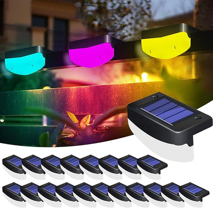 LED Solar Step Lights, 20 Pack Solar Deck Lights Outdoor IP65 Waterproof Pool Side Lighting Decor for Stairs Fence Yard Driveway Pathway Yard Backyard, RGB Color Changing