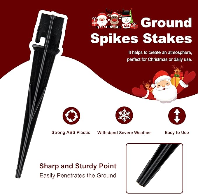 10PCS Plastic Ground Spikes, Replacement Stakes for Candy Cane Lights, Maintain Candy Cane Pathway Lights, 0.68 * 5 | Lumora