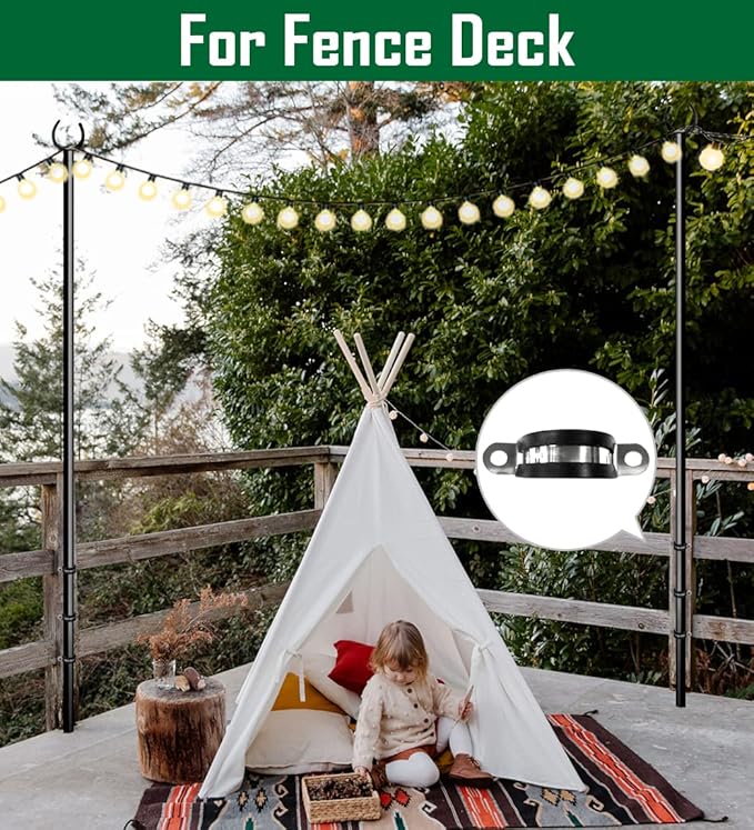 10ft String Light Poles for Deck Fence, Light Poles for Outdoor String Light, Perfect for Garden, Backyard, and | Lumora