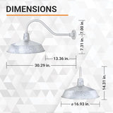 17in. Galvanized Finish Outdoor Gooseneck Barn Light Fixture with 22in. Long Extension Arm - Wall Sconce Farmhouse | Lumora