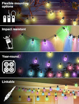 100ft String Lights for Outside, Smart RGB IC Warm White Patio Lights Outdoor Waterproof with Remote & App Control | Lumora