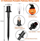 Halloween Pumpkin Pathway String Lights 4 Jack-o-Lantern Stakes Lights with C7 Bulbs, 7Ft Extendable Wizard Hat | Lumora