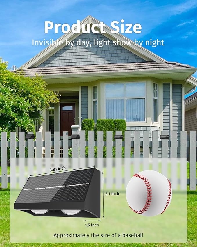 Solar Fence Lights Outdoor with Remote Control, RGB Color Changing & Warm/Cool White LED Deck Lights, High | Lumora