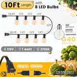 10FT Outdoor String Lights - LED Patio Lights Waterproof G40 Plastic Globe Bulbs, Connectable Shatterproof Hanging | Lumora