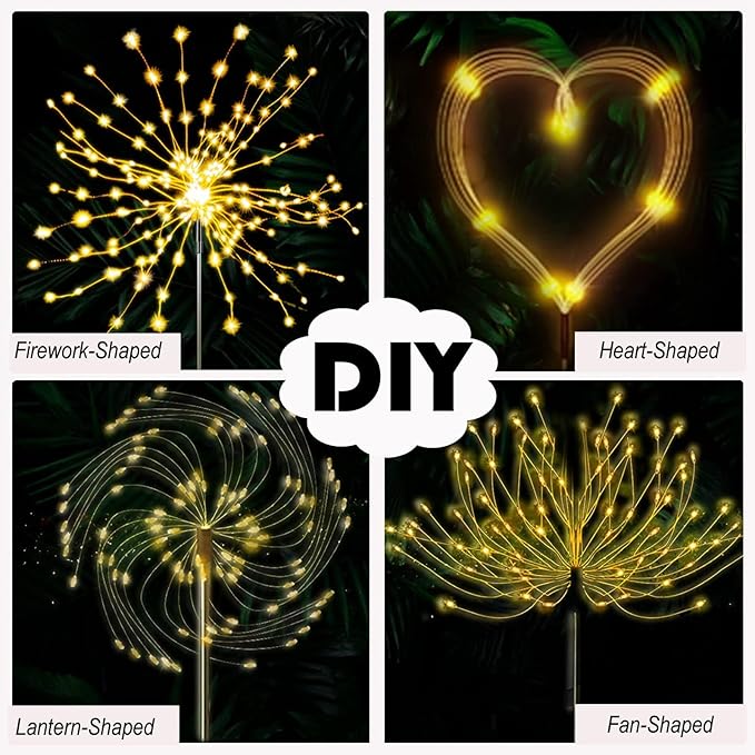 XIHAMA Solar Garden Lights 2 Pack 150 LED Fireworks Garden Lights Solar Lamp with 8 Lighting Modes Waterproof Outdoor Lamp for Lawn Backyard Flower Boxes Pathway