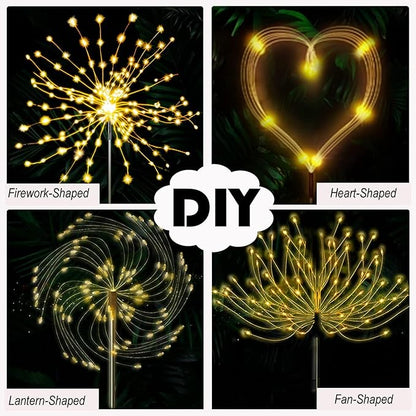 XIHAMA Solar Garden Lights 2 Pack 150 LED Fireworks Garden Lights Solar Lamp with 8 Lighting Modes Waterproof Outdoor Lamp for Lawn Backyard Flower Boxes Pathway