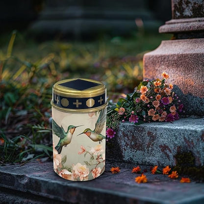 Hummingbird Floral Solar Cemetery Grave Decorations, Waterproof Memorial Cemetery Decorations Lights for Birthday Mother Day Fathery Day Memorial Day Christmas