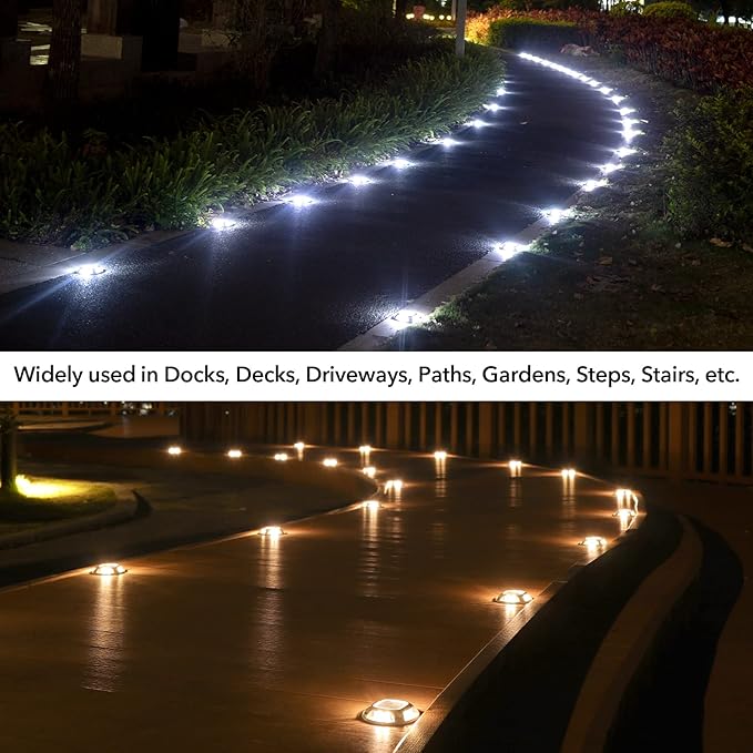 AGPTEK Solar Driveway Lights Outdoor 1 Pack, 2 Color Modes LED Deck Dock Marine Waterproof Driveway Marker Lights | Lumora