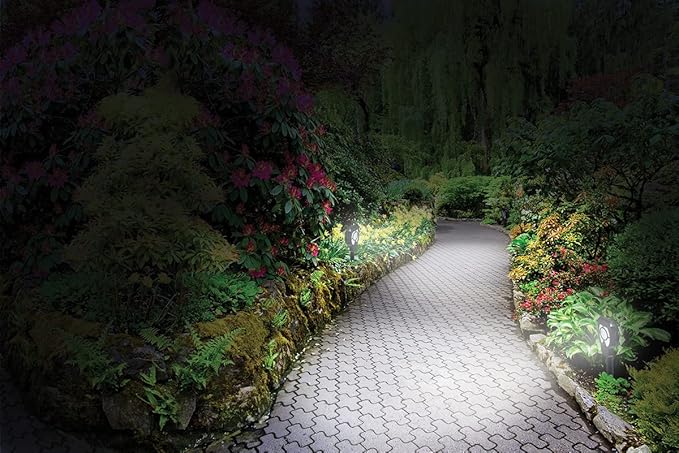 Good Earth Lighting Battery Operated LED Landscape Path or Deck Lights in Bronze, Motion Sensor with Auto Off, 50 Lumens, 5000K Color Temperature, Set of 2 Lights