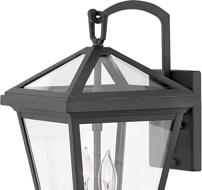 Hinkley Alford Place 2560MB-LL Medium Outdoor LED Wall Mount Lantern - Die Cast Aluminum Frame, Sealed Clear Glass, Dimmable - Museum Black