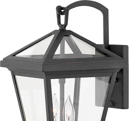 Hinkley Alford Place 2560MB-LL Medium Outdoor LED Wall Mount Lantern - Die Cast Aluminum Frame, Sealed Clear Glass, Dimmable - Museum Black