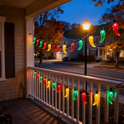 35 LED Red Green and Yellow Chili Pepper Christmas Lights, 18 Ft Green Wire House Decorative Lighting String, for Indoor and Outdoor Party, Kitchen, Living Room, Garden, Patio.