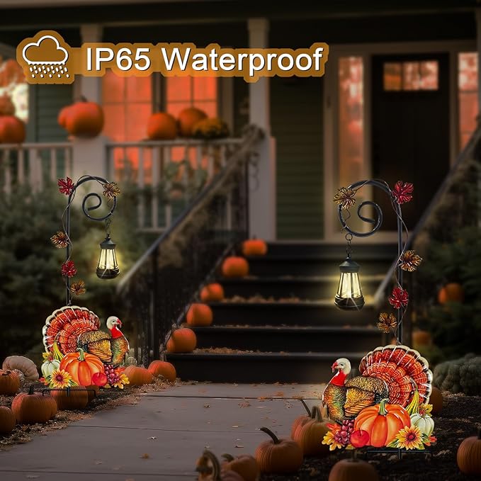 Thanksgiving Turkey Decorations Outdoor,Solar Turkey Garden Stakes,Autumn Fall Decor Yard Stake for Outdoor Garden | Lumora