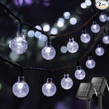 Metaku 2 Pack Solar String Lights for Outside, Total 72FT 120 LED Crystal Globe String Lights, Solar Powered | Lumora