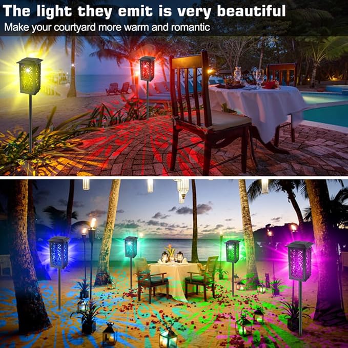 Veemoon Solar Pathway Lights Outdoor Waterproof LED Lawn Solar Garden Lights Four-Color Landscape Lighting for Patio Yard Walkway