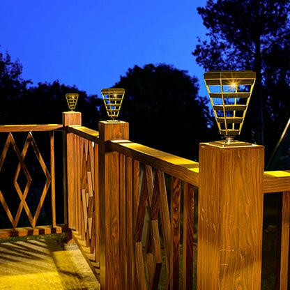 Solar Pathway Lights Outdoor, Exterior Vintage Black Solar Powered Street Light Fixtures, 4-Color Changes Waterproof LED Lighting Solar Powered, Solar Lamp Post for Yard Patio Walkway Driveway