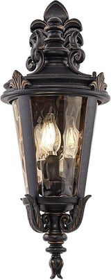John Timberland Casa Marseille European Outdoor Wall Light Fixture Bronze Scroll 21 3/4" Champagne Hammered Glass | Lumora