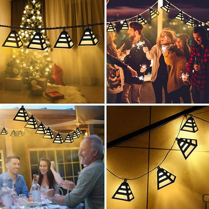 Vigdur Ramadan Lantern String Lights - 10 LEDs Eid Mubark Ramadan String Lights Connectable Waterproof，Ramadan Decoration Lights for Patio Garden Backyard Camping Party