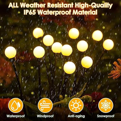 8-Pack Solar Garden Lights - 64 LED Firefly Solar Powered Yard Lights for Garden Pathway Xmas Decoration (Warm White)