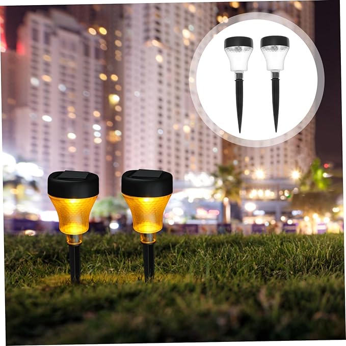 Mipcase 2pcs Led Solar Pathway Lights Solar Garden Stake Lights Outdoor Landscape Lighting Warm Decorative Lawn Lamp for Patio Garden