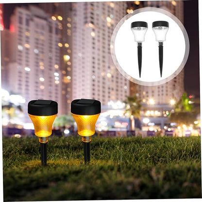 Mipcase 2pcs Led Solar Pathway Lights Solar Garden Stake Lights Outdoor Landscape Lighting Warm Decorative Lawn Lamp for Patio Garden