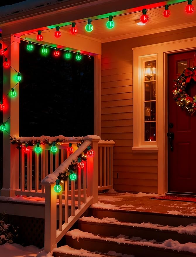 50Ft Red and Green Christmas Lights Outdoor, G40 Globe Patio String Lights with 27 LED Red and Green LED Bulbs(2 | Lumora