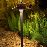 VOLT Stratum 12V Brass 2-Tier Path Light (9" Shade, 25" Tall) for Low Voltage Landscape Lighting on Outdoor | Lumora