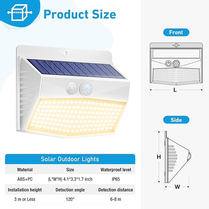 Peasur 16 Packs Solar Outdoor Lights Motion Sensor Solar Security Lights Waterproof with 3 Lighting Modes Solar | Lumora
