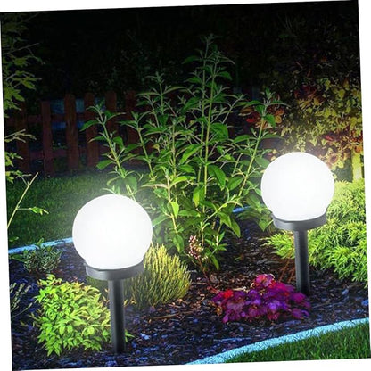UPKOCH 4pcs Solar Garden Led Lights White Ball Shaped Solar Plug Pathway Lamps for Lawn and Outdoor Use Warm Light for Walkway and Patio Decor