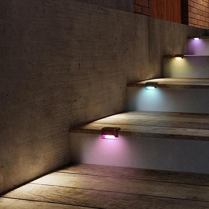 XhuangTech Solar Fence Lights Outdoor Garden, 12 Pack Solar Step Lights, Waterproof Deck Lighting for Stairs, Steps, Yard, Patio, Pathway, Gutter, Wall Decoration Ambient Light (Multi-Color Light)