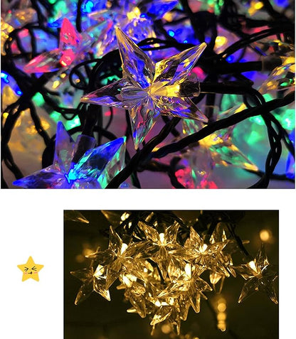 Solar String Lights Outdoor Lights led Big Five-Pointed Star Light String 8 Functions Outdoor Lantern Christmas Garden Decoration