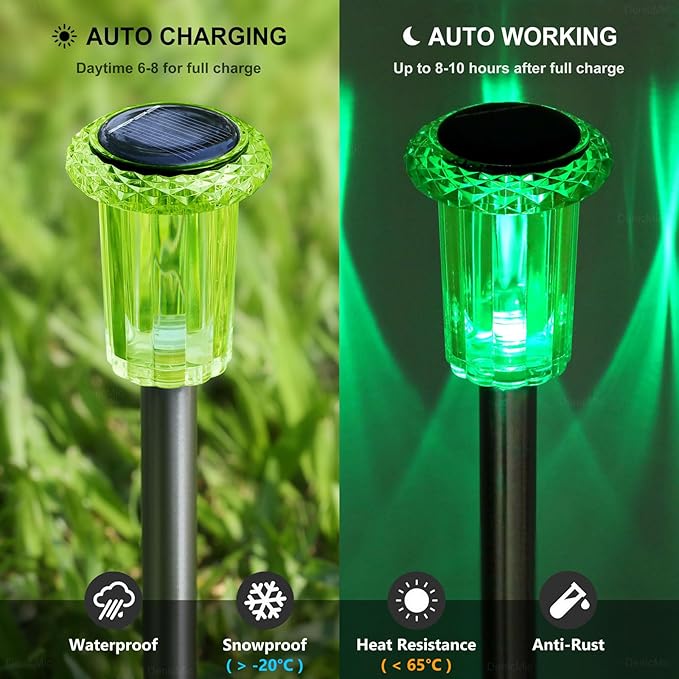 St Patricks Day Decorations Solar Lights Outdoor 10 Pack Solar Pathway Lights Green Halloween Decorations | Lumora