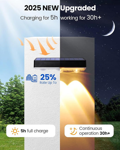 Solar Fence Lights Outdoor, 2025 Upgraded Solar Fence Lights Have 3 x 70 Lumen Reflector Lenses and 12 RGB Patterns, IP65 Waterproof Auto On/Off for Backyard, Deck, Steps, Fence (8 Pack)