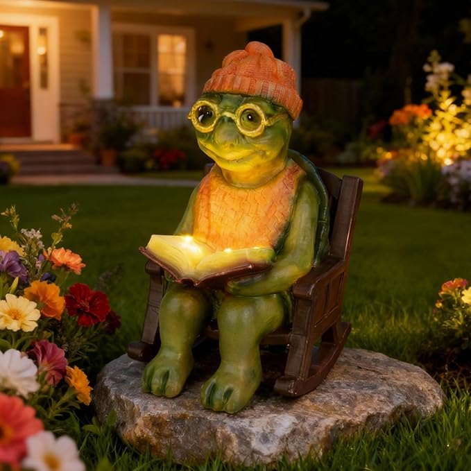 Solar Turtle Garden Statue with LED Lights, Waterproof Outdoor Decor for Patio, Yard, Lawn Ornaments, Garden Decorations, Valentines Day Decorations, Birthday Gifts for Women, Gifts for Mom Grandma