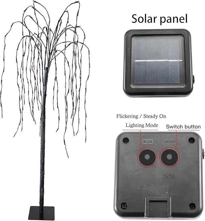 FUCHSUN 4.6 FT 200 LED Solar Lighted Willow Tree Outdoor, Light Up Weeping Willow Tree Garden Pathway Lights | Lumora